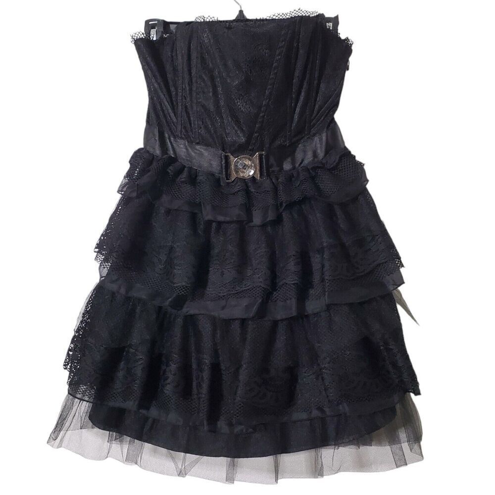 bebe Black Strapless Mini Dress